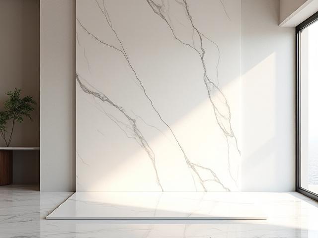 Render ng eleganteng marble slab sa isang modernong espasyo